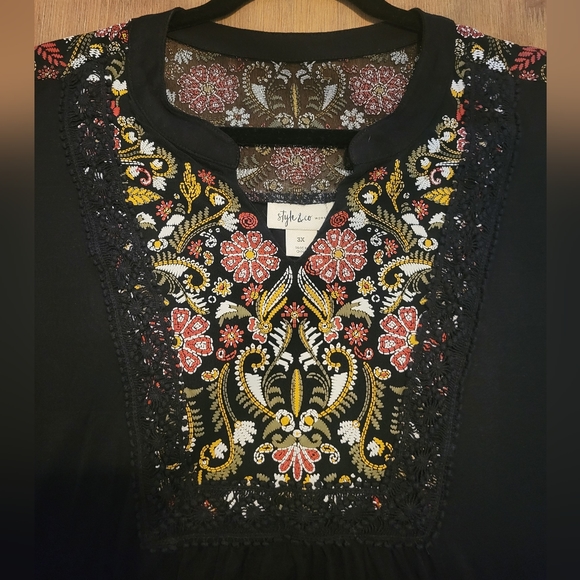 Style & Co Women's Black Embroidered Knit Top (3x) - Picture 2 of 8